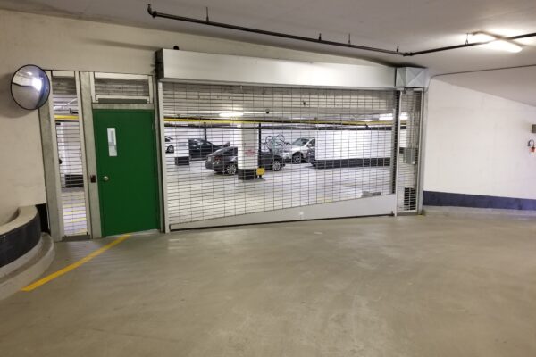 Overhead Coiling Door Sloped Bottom Bar - Parking Garage